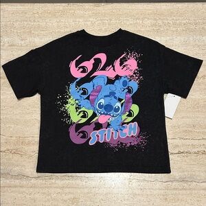 NEW 🆕 Disney Black Tee with Neon Stitch Graphic 4/5 years